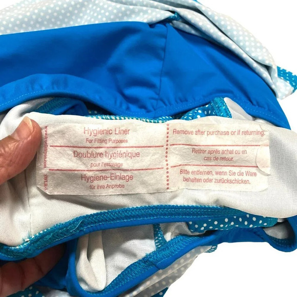 Land's End Swim Skirt, Size 14, Turquoise w White Polka‎ Dots, New w/o Tags - Picture 5 of 8